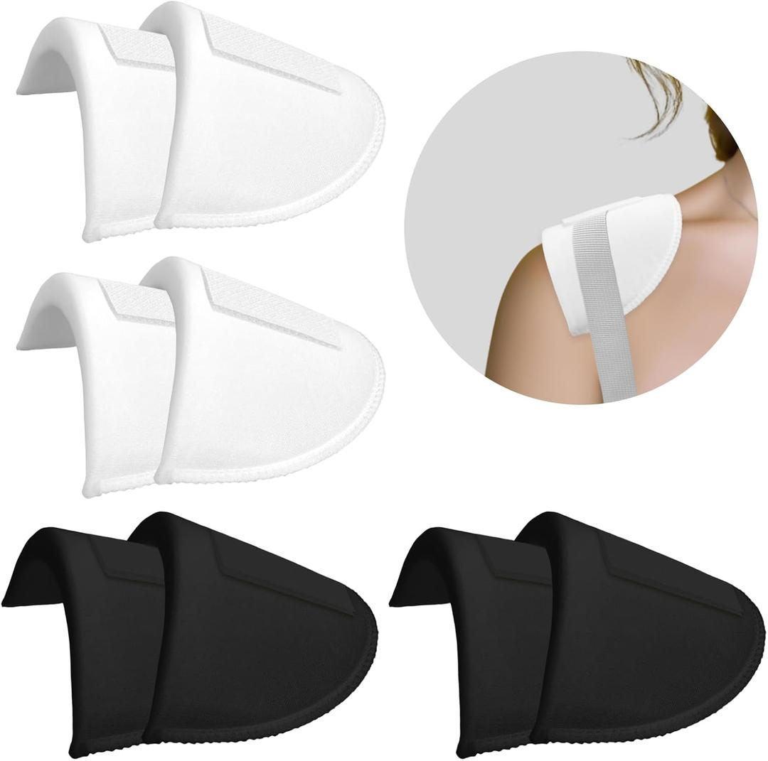 Zaruatu 4 Pairs Reusable Shoulder Pads, Removable Shoulder Pads for Womens Clothing, Washable Breathable Soft Sponge Pads for Men Sloping High Low Shoulders Blazer Suit (Black & White)