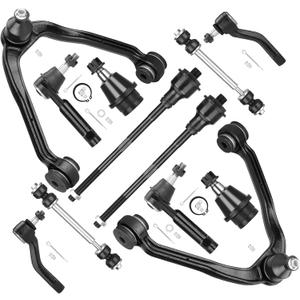 Front Upper Control Arms Suspension Kit w/Ball Joints way Bar Links Tie Rods Idler Pitman Arm for Silverado Sierra Suburban 1500 Tahoe Yukon Escalade (12pc Set)