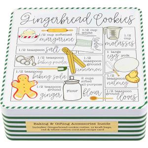 Mud Pie Baking Set, Gingerbread Tin, tin 6" x 6"