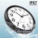 Caysie 16 Inch Sealed Large Outdoor Clock Waterproof, Silent Battery Operated Weatherproof Wall Clocks for Pool Patio Outside Home (Black)