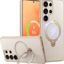 TORRAS 360 Spin Magnetic Stand for Samsung Galaxy S25 Ultra Case Beige Gold, Fit for Magsafe, Military Grade Slim Protective S25 Ultra Case with Kickstand Rotatable, Ostand Spin, Aesthetic Dune