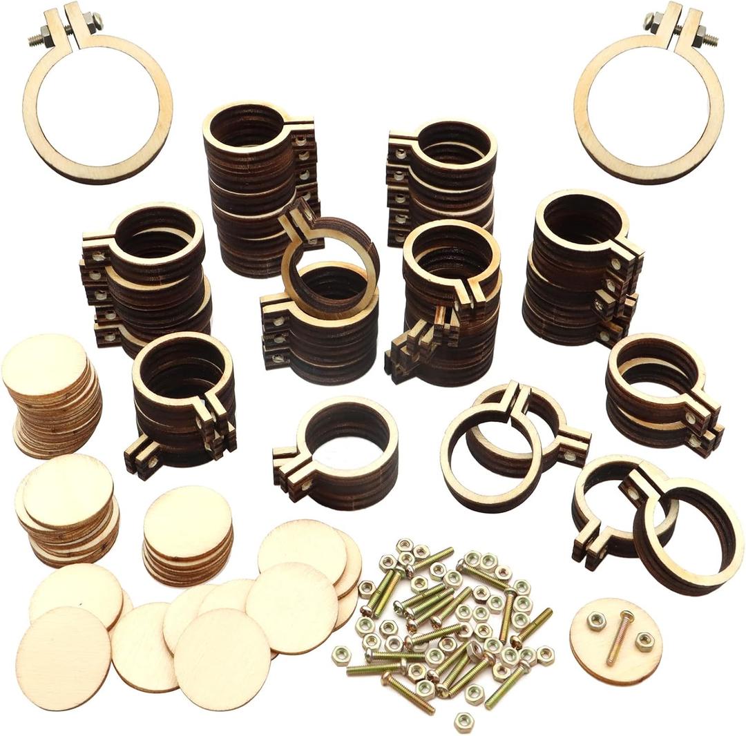ZOCONE 40 Packs Mini Embroidery Hoops, Small Ring Tiny Embroidery Hoops, Round Wood Hoops for DIY Pendant Embroidery Necklace Jewelry Pendant and Keychain