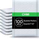 CHMI White Bubble Mailers 8.5 x 12 Inch 100 Pack, Usable Size 8.25X12 Inch Poly Mailers,Mailing Envelopes,Shipping MailerOpaque Self Seal Adhesive Waterproof Bags for Packaging and Shipping.