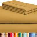 LuxClub 4 PC Queen Sheet Set, Breathable Luxury Bed Sheets, Deep Pockets 18" Wrinkle Free Cooling Sheets Machine Washable Hotel Bedding Silky Soft - Medallion Gold Queen