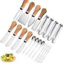 2 x Charcuterie Board Accessories Spreader Knife Set Cheese Butter Spreader Knife Charcuterie Utensils with Wooden Handles Mini Serving Tongs Spoons Forks for party Wedding Christmas