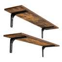 Willow & Grace  Long Wall Shelves, 39.4Inch Wall Mounted Shelves Set of 2, Extra Large Wall Storage Ledges with Sturdy Metal Brackets for Living Room, Bathroom, Bedroom, Kitchen, Rustic Brown