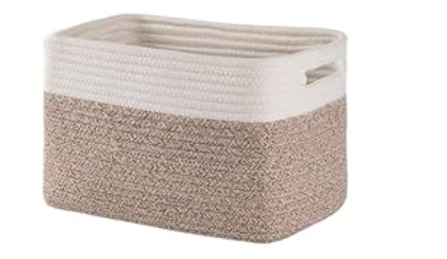 2 Pack Storage Baskets for Organizing, Woven Baskets for Shelves - Perfect for Toys, Books, Towels, and Clothes, Durable Gift Basket Bins Toy Storage, 15.7''Lx11.8''Wx7.8''H, Brown & White