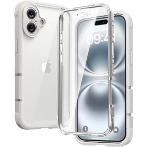 Diaclara Designed for iPhone 16 Case, Full Body Rugged Case with Built-in Touch Sensitive Anti-Scratch Screen Protector, Upgraded [Full Camera Protection] for iPhone 16 Holsters 6.1" (White)