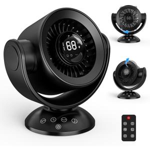 Fan for Bedroom,Desk Fans,Air Circulator Fan with Remote, 90Vertical +120Auto Oscillating,100 Speeds, 10H Timer, 25dB Quiet Fan,Digital Display Rechargeable USB, for Home Office TravelBlack