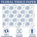 100 Sheets 20 * 14 Inches Blue Floral Tissue Paper for Gift Bags Vintage Flowers Printed Tissue Chinoiserie Paper for Bridal Shower Wedding DIY Craft Supplies