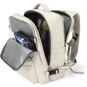 WONHOX Large Travel Backpack Carry on Flight Approved Laptop Work Business Backpack for Women Men Mochila de Viaje (A2-beige)