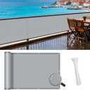 SUNNY GUARD 3'x12' Grey Waterproof Balcony Privacy Screen Fence, Apartments Railing Heavy Duty Wind Screen for Outdoor,Deck,Backyard,Patio Privacy