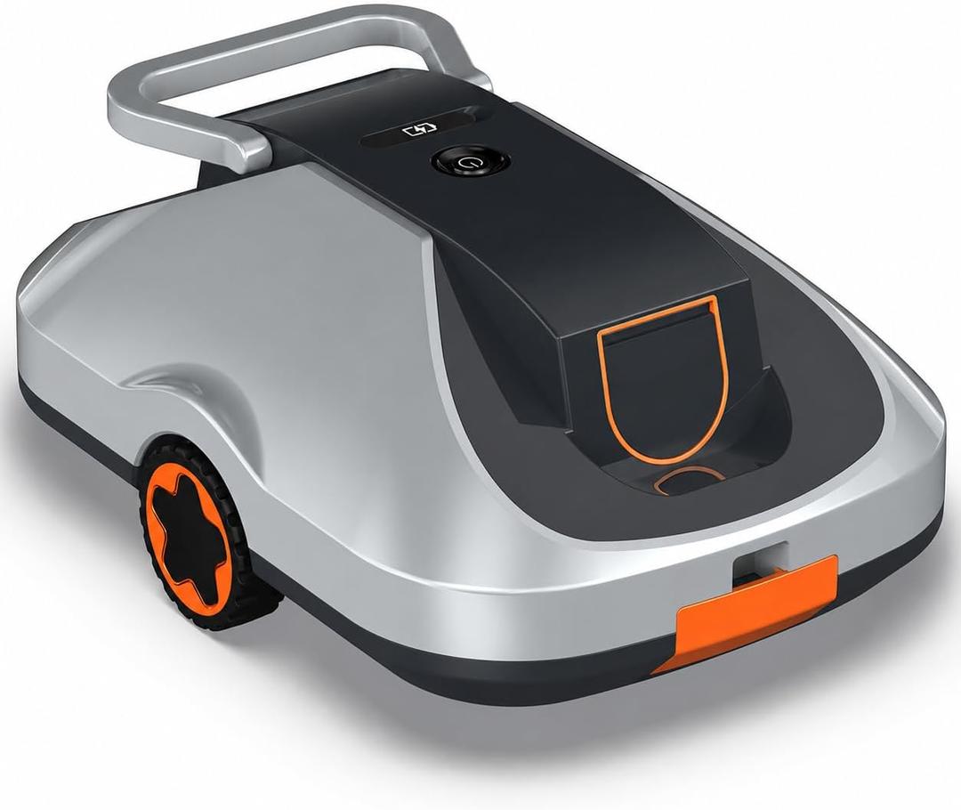C1 Robotic Pool Cleaner, Cordless Pool Vacuum for Above Ground & Inground Pools, 200mins Runtime Automatic Pool Vacuum Robot for Leaves & Dirt, Powerful Suction up to 2500 sq.ft, Self Parking (Orange)