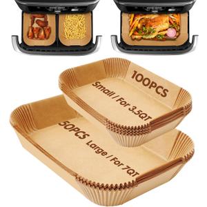 Air Fryer Liners Disposable 150Pcs for Ninja Foodi DZ071 7-Qt/11-Qt/Instant 9 Qt Dualzone Flex Basket Air Fryer,100Pcs Small Airfryer Liners for Dualzone Flexbasket & 50Pcs Air Fryer Parchment Paper