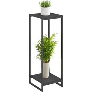 JEPRECO 34" Tall Plant Stand Indoor, 2-Tier Modern Plant Shelf, Corner Flower Pot Holder Organizer for Living Room Balcony Patio Garden (Black)