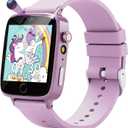 Kids Smart Watches Girls, Kids Watch for 5 6 7 8 9 Years Old Travel Birthday Gifts Toys, Watch for Kid Ages 5-7 with 26 Puzzle Games Music Player Pedometer Alarm Clock Learn Cards (Purple)