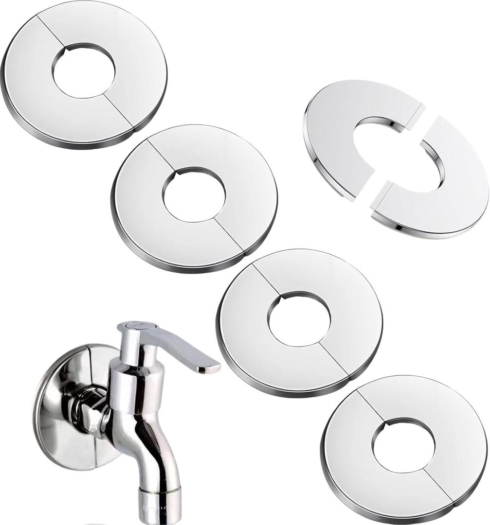 Split Flange Escutcheon Plate for 1 Inch Pipe, Stainless Steel Round Pipe Cover Plate, Wall Hole Cover for Faucet, Shower Arm, Toilet Pipe, Easy Install Plumbing Cover (Silver-26mm, 4 pieces)