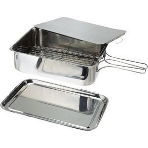ExcelSteel Stainless Steel Stovetop Smoker, 14 1/2" X 10 1/2" X 4", Silver, Medium