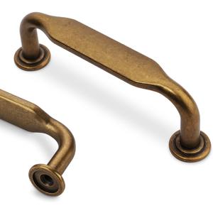 10 Pack 3 Inch Cabinet Pulls Antique Brass Kitchen Cabinet Handles Zinc Alloy Drawer Pulls Solid Cabinet Hardware (3'' Hole Center(76mm))