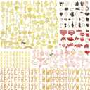 288Pcs Jewelry Making Charms, Assorted Bracelet Letter Charms with Gold Alphanumeric Valentines Day Floral Cat Pendant for DIY Necklace Bracelet