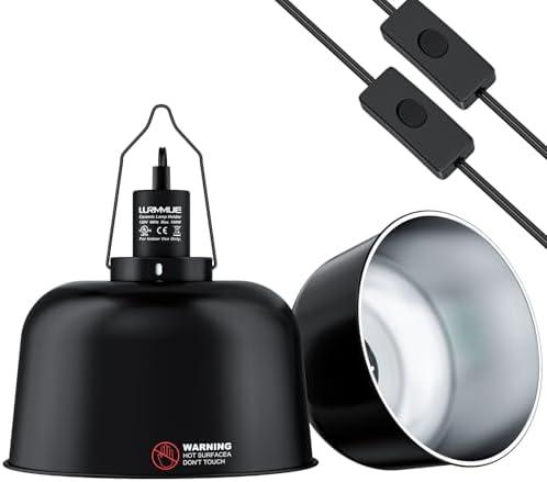 2 Pack 8.5" Deep Dome Reptile Heat Lamp Fixture with Clamp, ETL Certified Ceramic Socket for UVA/UVB Basking Bulbs & Heat Emitters, for Bearded Dragons, Turtles, Lizards, Snakes, Geckos, Terrariums