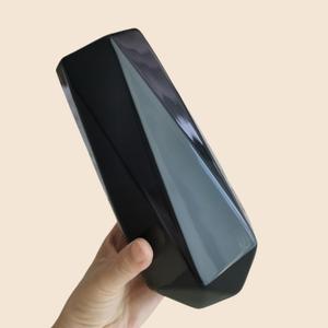 Modern Black Ceramic Vase, 7.5 Inch Geometric Flower vases, Minimalist Design for Table Shelf Centerpiece Home Decor Fit for Housewarming, Weddings, Birthday,Christmas