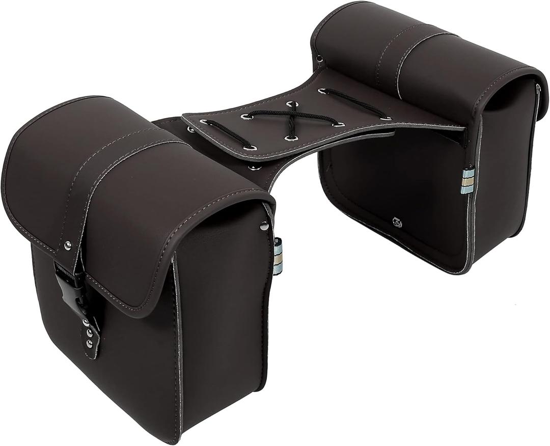 Motoforti Pair Motorcycle Saddlebag Side Tool Bags Cycling Luggage Bag Waterproof Quick Release Buckles (Dark Brown)