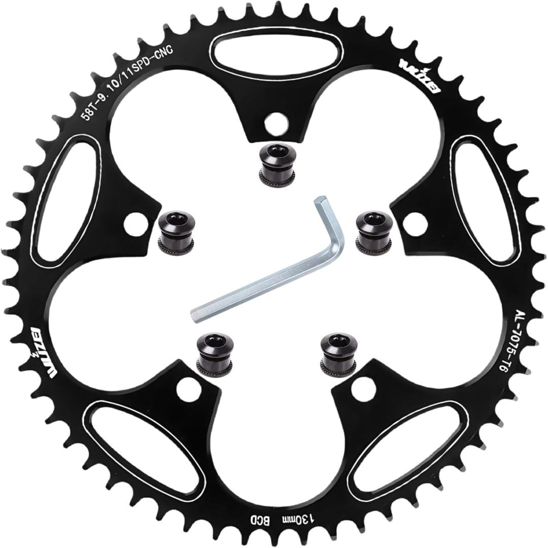 110/130 BCD Chainring 36/38/40/42/44/46/48/50/52/54/56/58/60T Round Narrow Wide Bicycle Chainring with 5 Screws for Road Bike Folding Bicycle