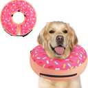Supet Inflatable Dog Cone Collar Alternative After Surgery, Doggie Neck Donut Collar Recovery ECollar, Soft Dog Cone for Small Medium Large Dogs (L(Neck 11"-14"), Donut Pink)
