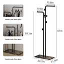 HKaikzo Double-pole Coat Rack Freestanding, Modern Metal Coat Racks Hanger Stand with 5 Hooks and Natural Marble Base, for Bedroom, Office, Hallway, Entryway, Living Room Gold