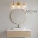 Gold Vanity Light, 3 Light Bathroom Light Fixtures, Modern Bathroom Vanity Lights Fixtures Over Mirror with Clear Glass Globe Shade, Gold Wall Sconces for for Mirror Bathroom Hallway (E26 Base)