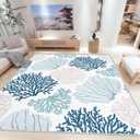 Coastal Area Rug Beach Rugs Non-Slip Nautical Coral Machine Washable Rugs Modern Floor Carpet for Bathroom Laundry Bedroom Living Room, 8x10