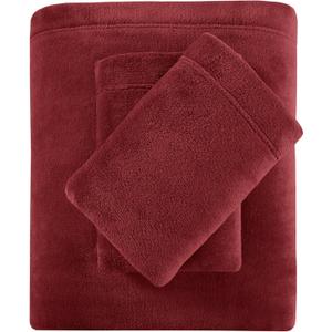 Sleep Philosophy Micro Plush Fleece Sheet Set, Queen Size, Burgundy, 4-Pcs
Soft Double-Sided Plush Flannel-Like Bedding, Warm Fluffy Velvety Feel, 200GSM, Cold-Season Brushed Sheets, 14" Deep Pocket