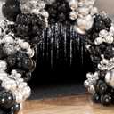 Black and Silver Prom Backdrop 7x5 Feet - Glitter Photo Booth Backdrop with Grommets, Waterproof Vinyl for Graduation, Stage, Portraits, Event Decorations, Shooting backdrops