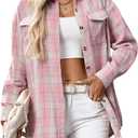 Women's Oversized Flannel Shirts Long Sleeve Button Down Plaid Shirt Business Casual Work Blouse Top, M