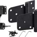 HOME MASTER HARDWARE Self-Closing Gate Kit Black - 3.5 in Spring Tee Hinges 2 Pack + Self-Adjusting Gate Latch 1 Pack