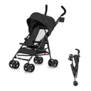 Dream On Me Rover Convenience Baby Stroller – Lightweight & Compact Travel Umbrella Stroller, Quick One-Hand Fold, Lockable Rear Wheels, Adjustable Canopy, 3-Point Safety Harness & Cup Holder - Black
