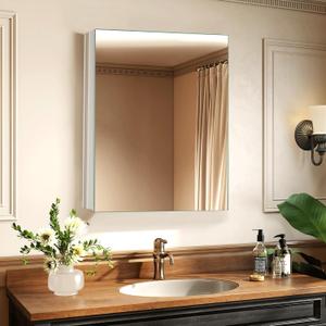 24 x 32 Inch Medicine Cabinet Mirror,Bathroom Mirror Cabinet with Adjustable Shelves,Aluminum Silver Medicine Cabinets for Bathroom,Recessed or Wall Mounted Medicine Cabinets