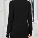 JUSTFASHIONNOW Tunic Tops for Women Casual Long Sleeve Turtle Neck Shirts Thumb Hole Curved Hem Tops Fall Fashion (Black, S)
