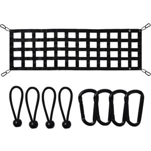 Truck Tailgate Net 60''x18'' Heavy Duty Tailgate Cargo Net for Pickup Truck Bed Organizer with Reflective Stripes Suitable for Trailer, Boat, SUV