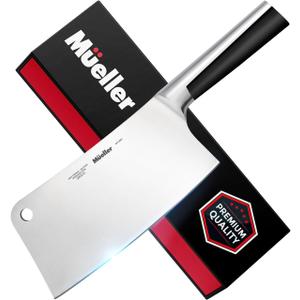 Mueller 7-inch Butcher Knife Meat Cleaver, Heavy Duty Bone Chopper, Durable, Precision-Crafted, Well-Balanced Pro Grade High Carbon Stainless Steel Blade Full Tang Handle, Home-Restaurant, Razor-Sharp