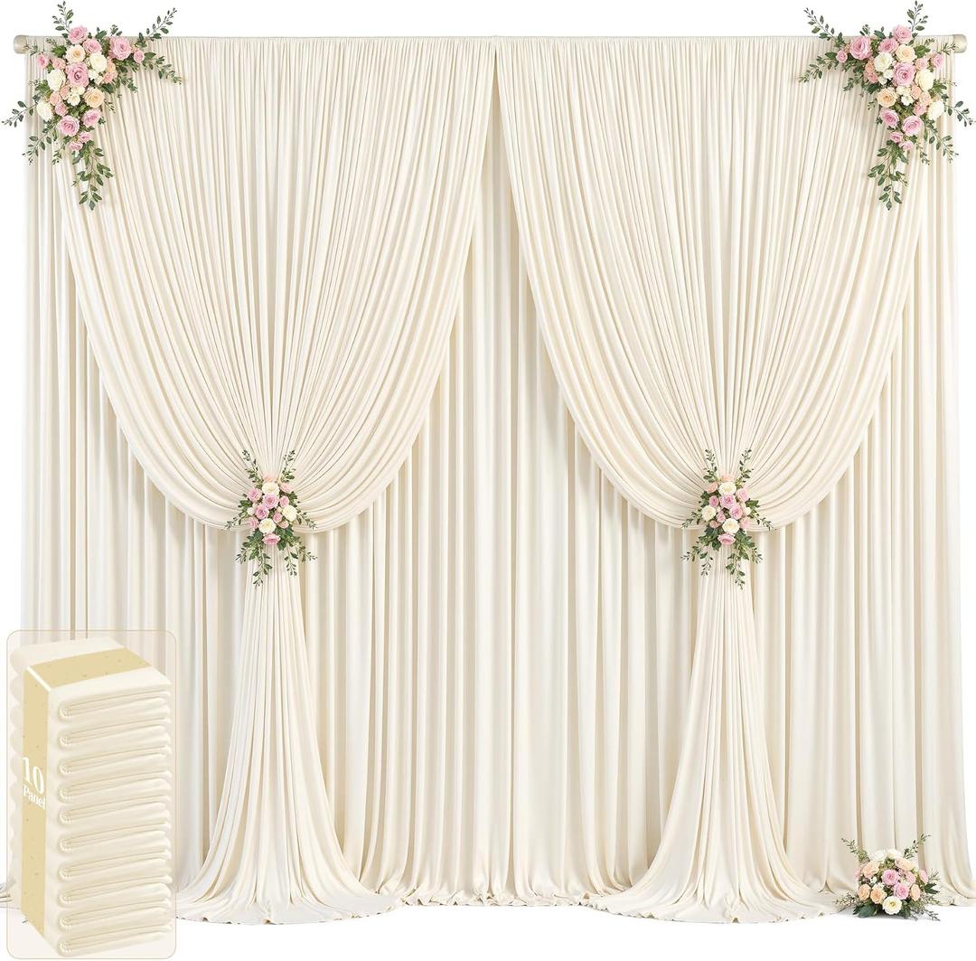 50ft x 12ft Champagne Backdrop Curtains Wrinkle Free Backdrop Curtain for Wedding Parties Fabric Backdrops Drapes Back Drop Cloth Bridal Shower Stage Curtains Wedding Decorations for Reception