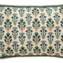 patdrea Designer Rectangle Throw Pillow Covers,Rustic Vintage Blue Linen with Floral Pattern Pillow Cover,Decorative Lumbar Pillowcases Cushion for Bed Living Room Outdoor Car,12"x20"