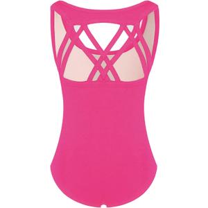 Phineein Girls Sleeveless Ballet Gymnastics Leotards - Kids Athletic Crisscross Back Dancewear Unitards (10-12Y, Plum)