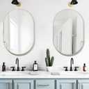 Oval Bathroom Mirror Capsule Wall Vanity Mirror, 2 Pieces 20"x30" Pill Mirrors Wall Mounted Mirror, Large Modern Mirror with Gold Metal Frame, Decor for Entryway, Bedroom, Living Room, Gold 