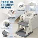 Potty Training Toilet Seat, Stable Potty Training Seat with Step Stool, 2 in 1 Toddler Toilet Seat with Steps for Kids Boys Girls, Toddler Potty Seat with Ladder, Splash Guard, Anti-Slip Pads (Gray)