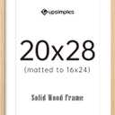 upsimples 20x28 Picture Frame Solid Wooden, Nursery Decor, 1Pack Natural | 100% Solid Wood, Fit 16x24 with Mat and 20 x 28 Poster, Wall Decor or Tabletop Display, Safe For Nursery Kids Room
