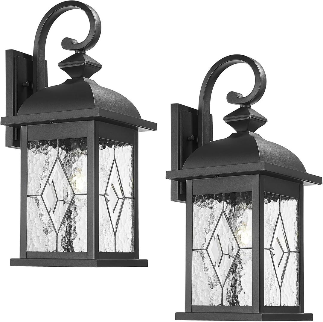 FEMILA 2 Pack Large Outdoor Wall Sconce, 21" Exterior Wall Light Fixtures, Anti-Rust Waterproof Porch Lights for Entryway, Patio, Garage, Doorway, Matte Black, 4FD54B2-2PK BK-SD