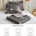Flysheep 3 Pieces Quilt Set King Size, Dark Gray Floral Reversible Bedspread Coverlet Set, Soft Microfiber Lightweight Bed Cover for All Season (102" x 90", 1 Quilt+ 2 Pillow Shams)