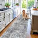 3x12 ft Non Skid Hallway Runner Rug - Long Washable Stain Resistant Low Pile Thin Carpet Runners for Kitchen Entryway Bathroom,Modern Abstract NeutralBlue Grey,3x12